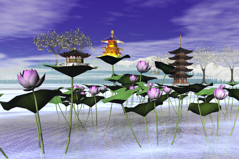 The temple on a lotus .